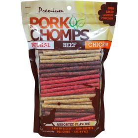 Pork Chomps Munchy Sticks Dog Treat Assorted Flavors - 100 count
