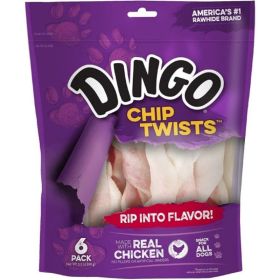 Chip Twists Meat & Rawhide Chew By Dingo - Small - 6 Pack - 3.2 oz