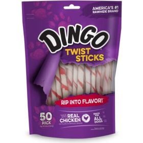 Twist Sticks Rawhide Chew With Meat In The Middle By Dingo - 4.5" Long (50 Pack)