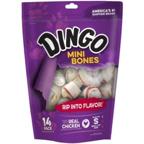 Rawhide Chew Bones With Meat In The Middle By Dingo - Mini (2.5") - 14 Pack