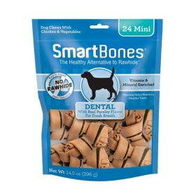 Dental Bones Dog Chews - Chicken & Vegetable By SmartBones - Mini (2" Long) - Small Dogs (under 20 Lbs) - 24 Pack