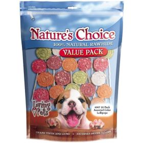 Nature's Choice Natural Rawhide Munchy Lollipop Treats By Loving Pets - 20 Pack