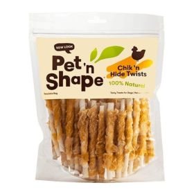 Pet 'n Shape 100% Natural Chicken Hide Twists - Regular - 50 Pack - (5" Chews)