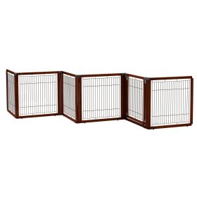 Convertible Elite 6 Panel Pet Gate In Cherry Brown By Richell