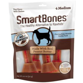 Chicken and Peanut Butter Bone Chews By SmartBones - Medium - 4 count - 11 oz