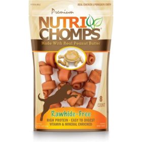 Nutri Chomps Rawhide Free Mini Dog Chews with Real Peanut Butter By Scott Pet - 8 count
